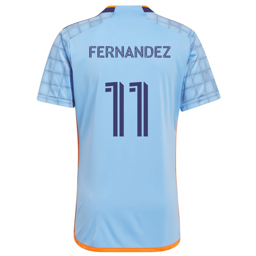 Kids Football Julián Fernández #11 Blue Orange Home Jersey 2024/25 T-Shirt