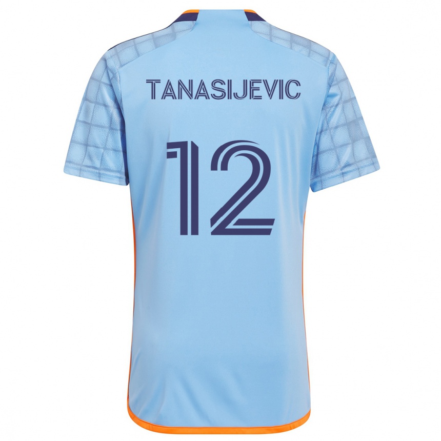 Kids Football Strahinja Tanasijevic #12 Blue Orange Home Jersey 2024/25 T-Shirt