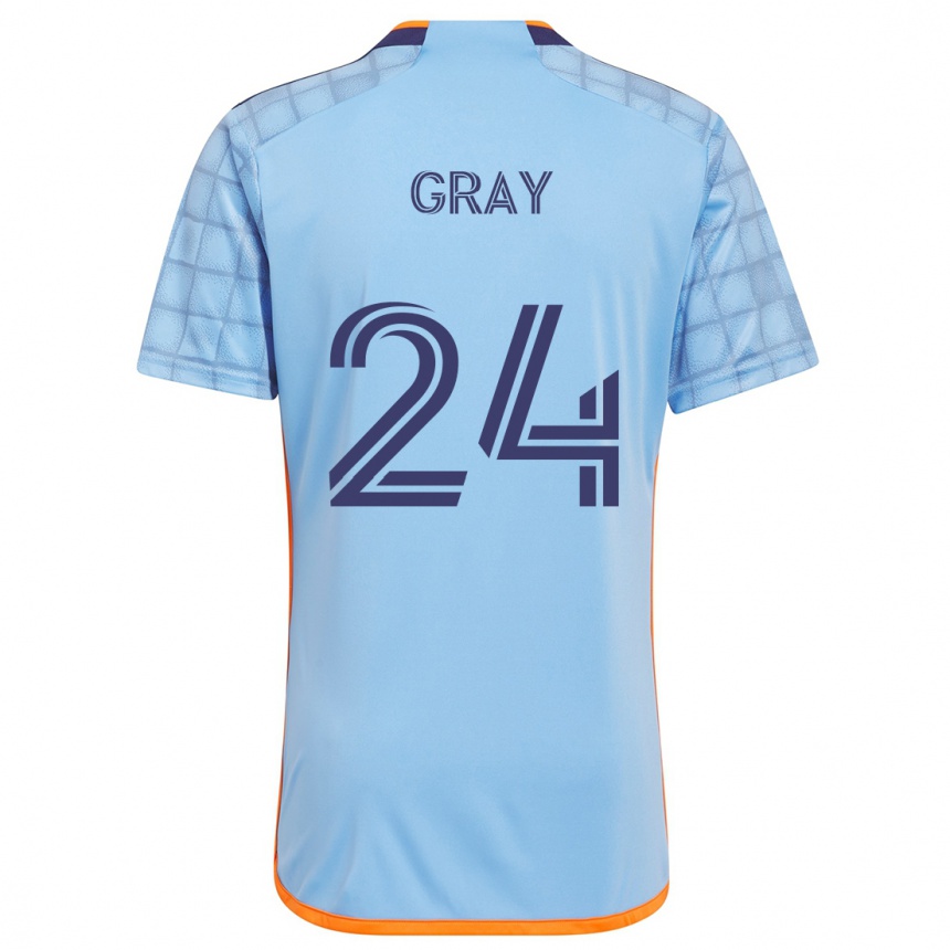 Kids Football Tayvon Gray #24 Blue Orange Home Jersey 2024/25 T-Shirt