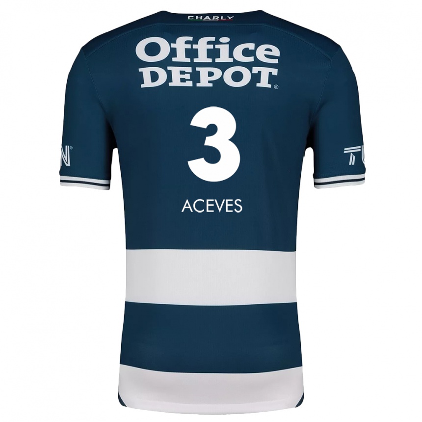 Kids Football Alonso Aceves #3 Blue White Home Jersey 2024/25 T-Shirt