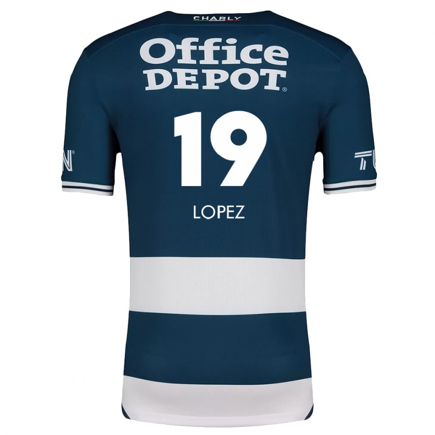 Kids Football Javier Eduardo López #19 Blue White Home Jersey 2024/25 T-Shirt