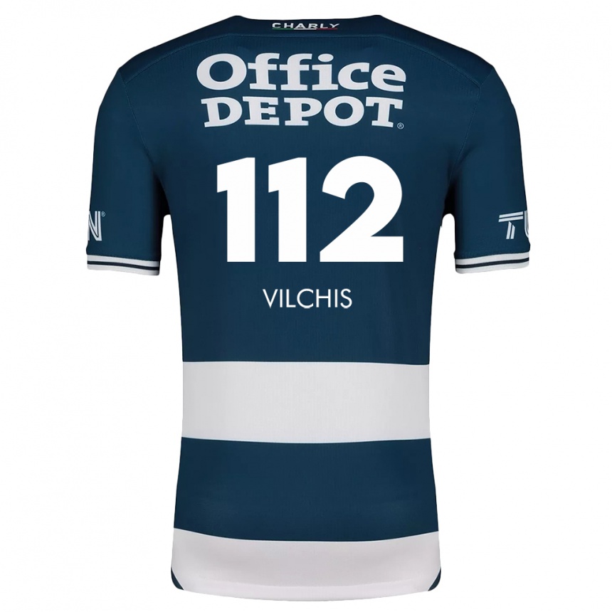 Kids Football Leonardo Vílchis #112 Blue White Home Jersey 2024/25 T-Shirt