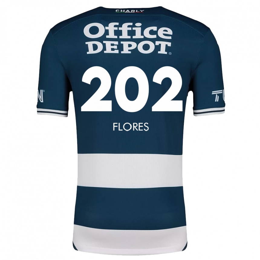 Kids Football Luis Flores #202 Blue White Home Jersey 2024/25 T-Shirt