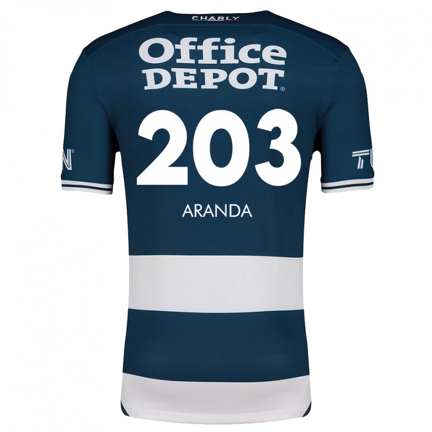 Kids Football Juan Aranda #203 Blue White Home Jersey 2024/25 T-Shirt