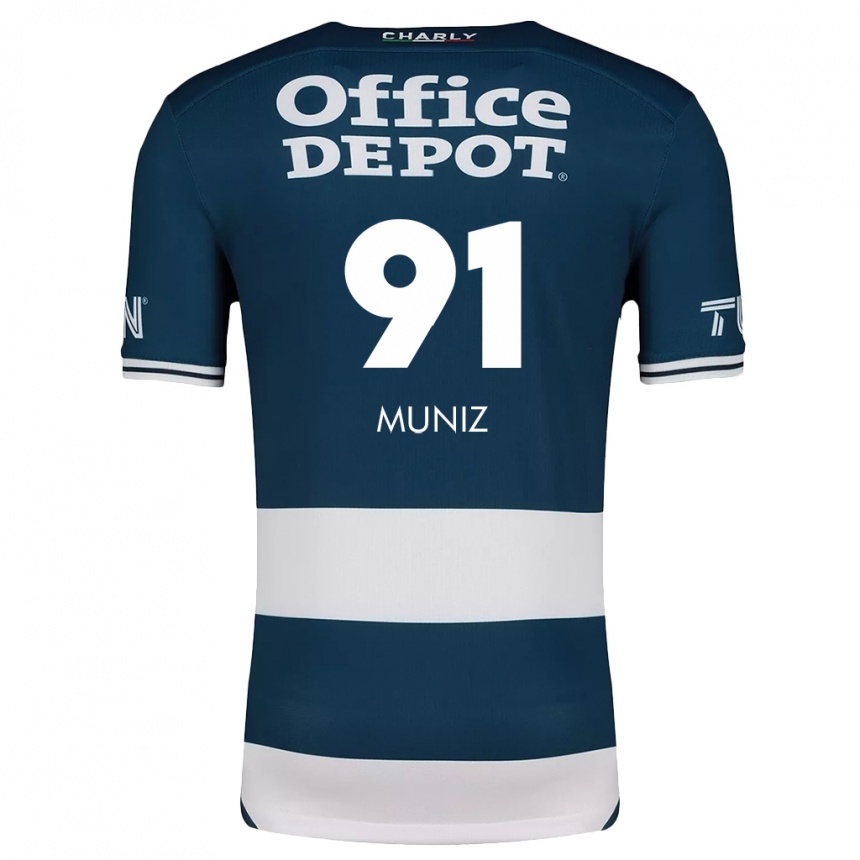 Kids Football Brandon Muñiz #91 Blue White Home Jersey 2024/25 T-Shirt