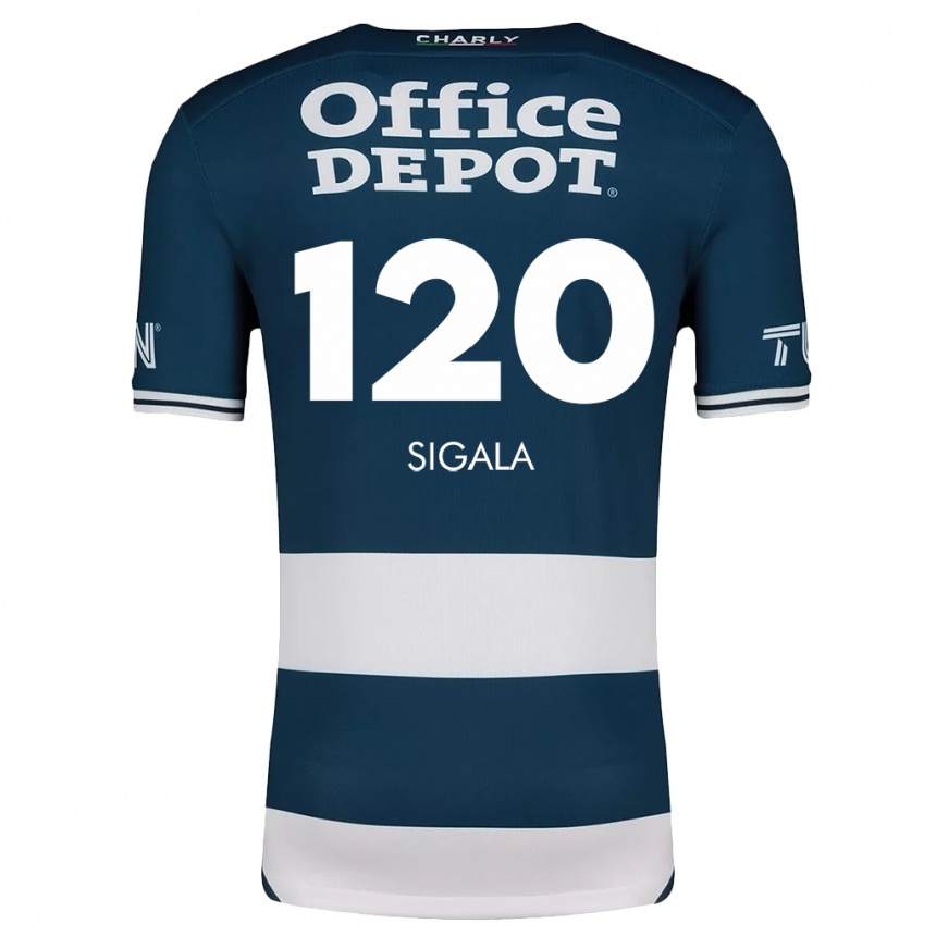 Kids Football Juan Sigala #120 Blue White Home Jersey 2024/25 T-Shirt