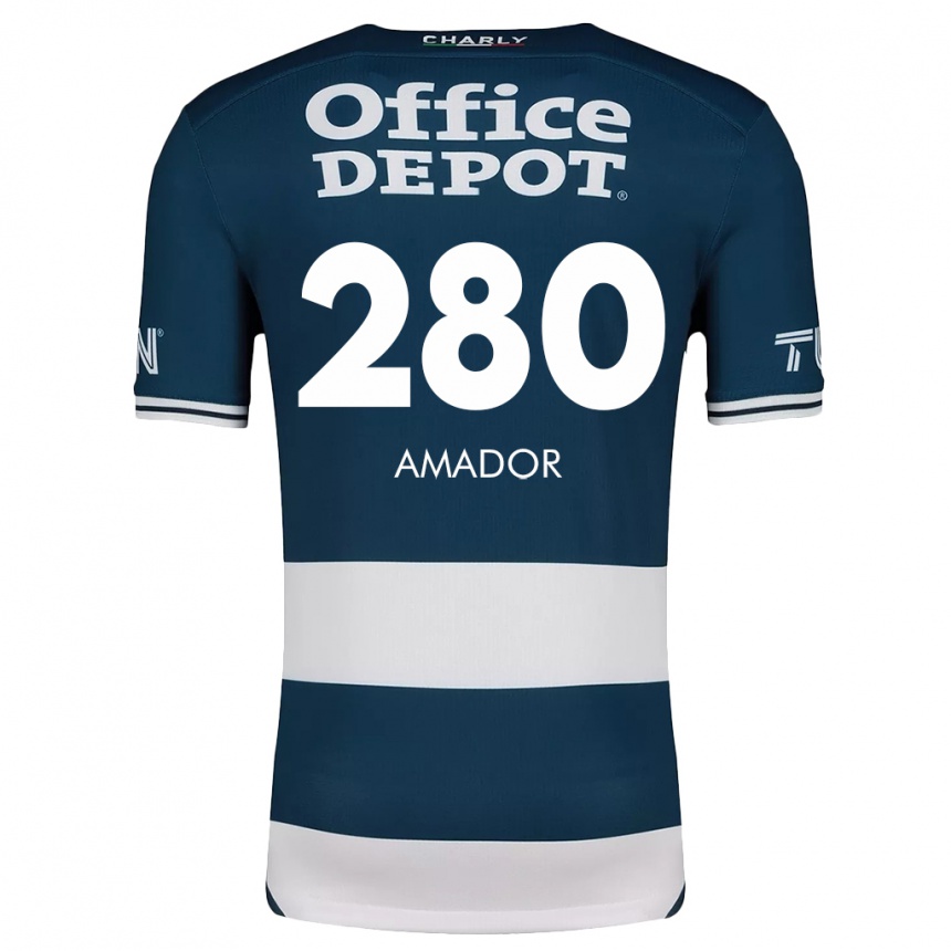 Kids Football Santiago Amador #280 Blue White Home Jersey 2024/25 T-Shirt