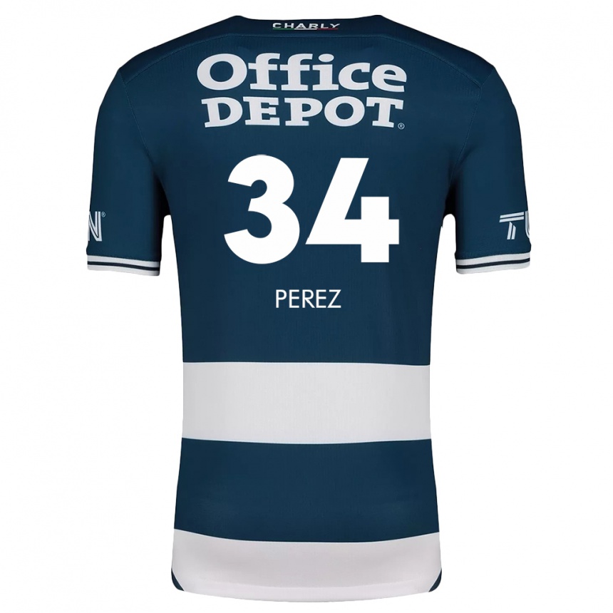 Kids Football Julio Pérez #34 Blue White Home Jersey 2024/25 T-Shirt