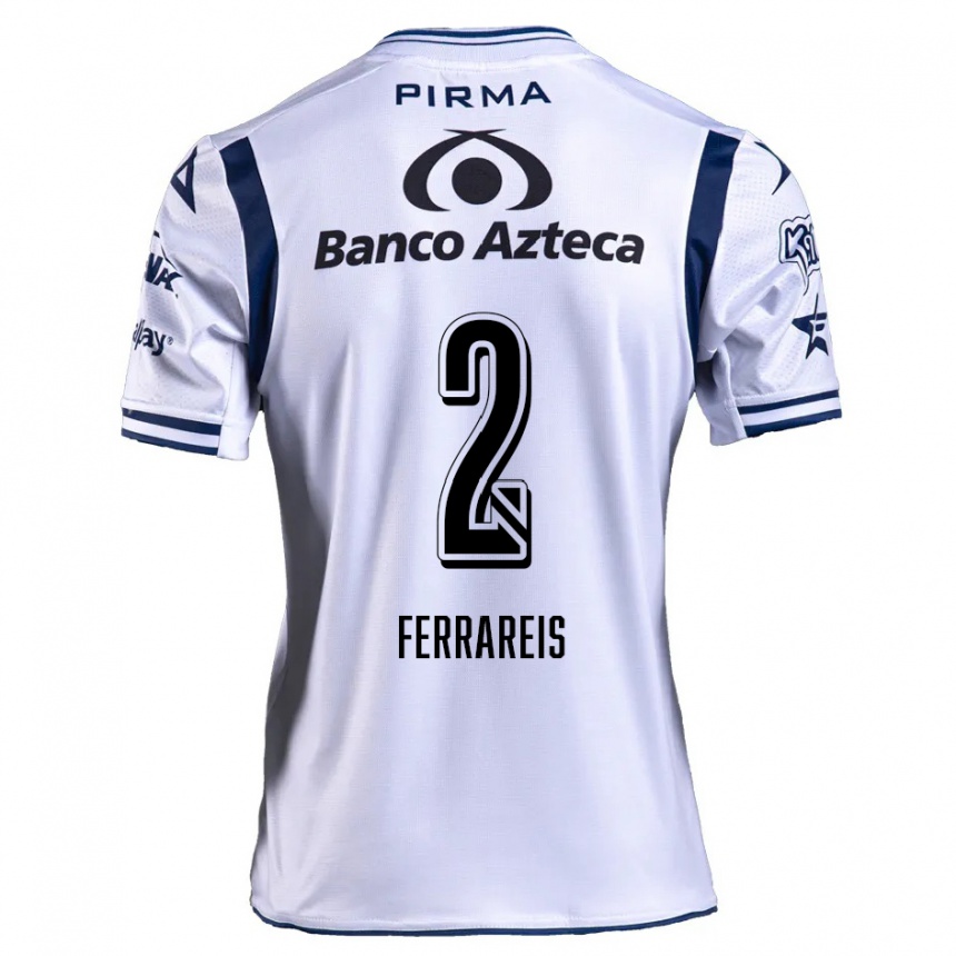 Kids Football Gustavo Ferrareis #2 White Navy Blue Home Jersey 2024/25 T-Shirt