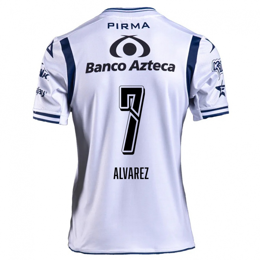 Kids Football Daniel Álvarez #7 White Navy Blue Home Jersey 2024/25 T-Shirt