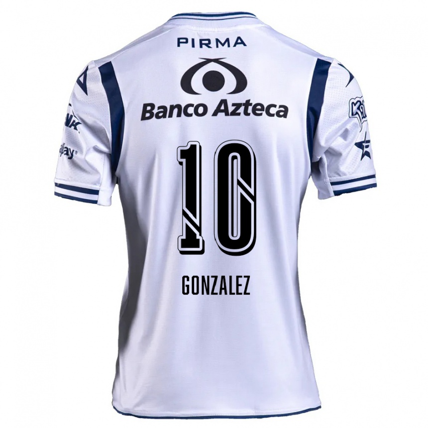 Kids Football Jair González #10 White Navy Blue Home Jersey 2024/25 T-Shirt