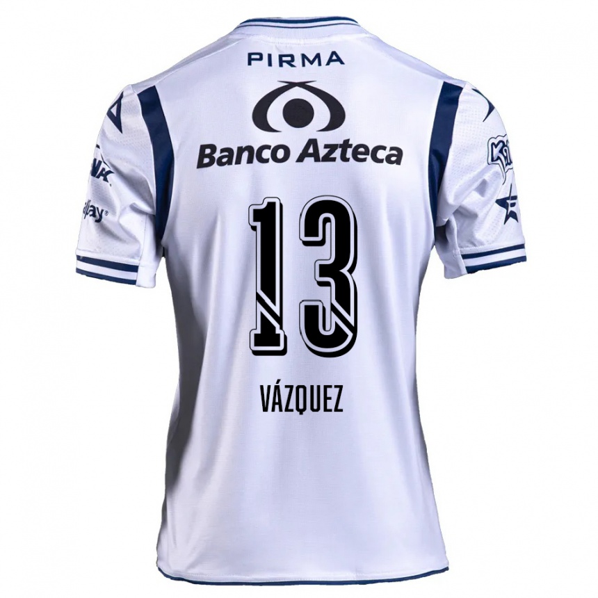 Kids Football Ivo Vázquez #13 White Navy Blue Home Jersey 2024/25 T-Shirt