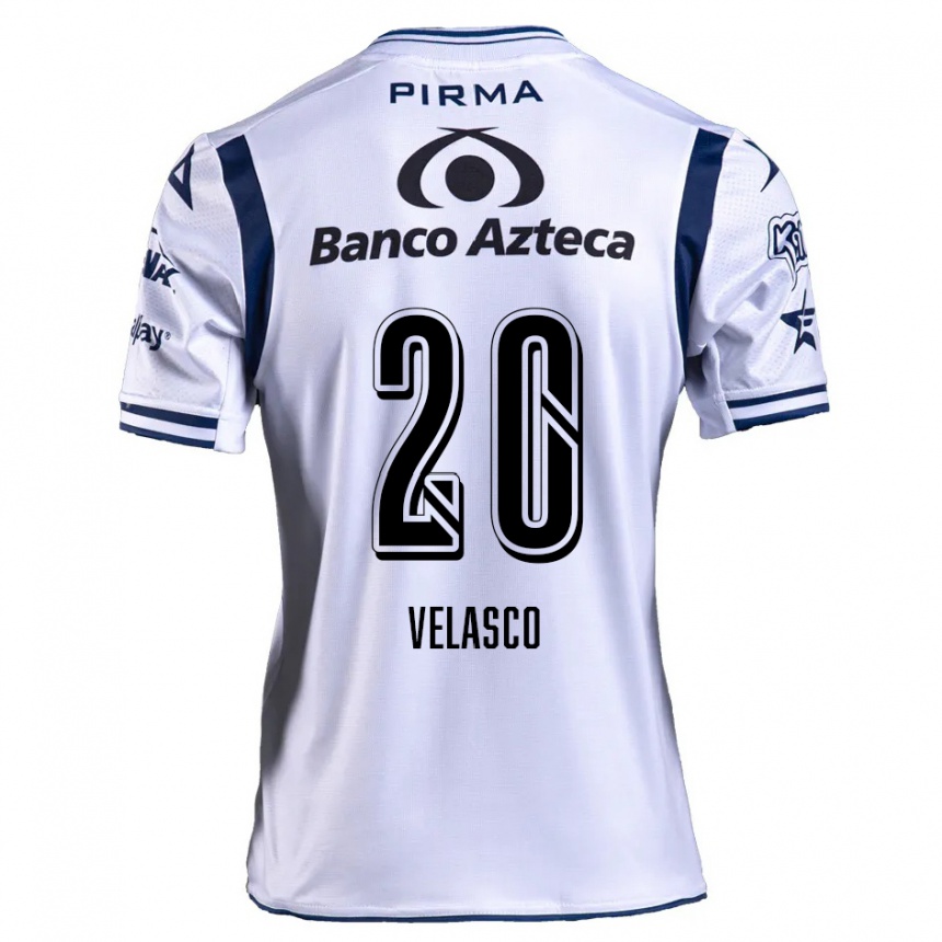 Kids Football Kevin Velasco #20 White Navy Blue Home Jersey 2024/25 T-Shirt