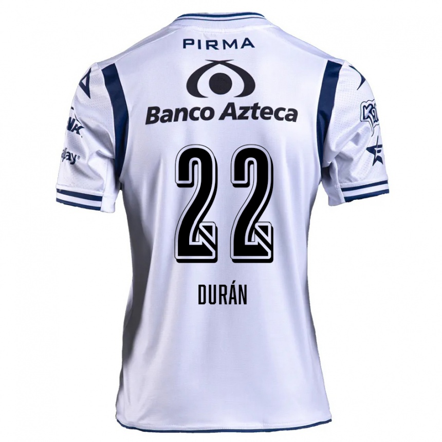 Kids Football Rafael Durán #22 White Navy Blue Home Jersey 2024/25 T-Shirt