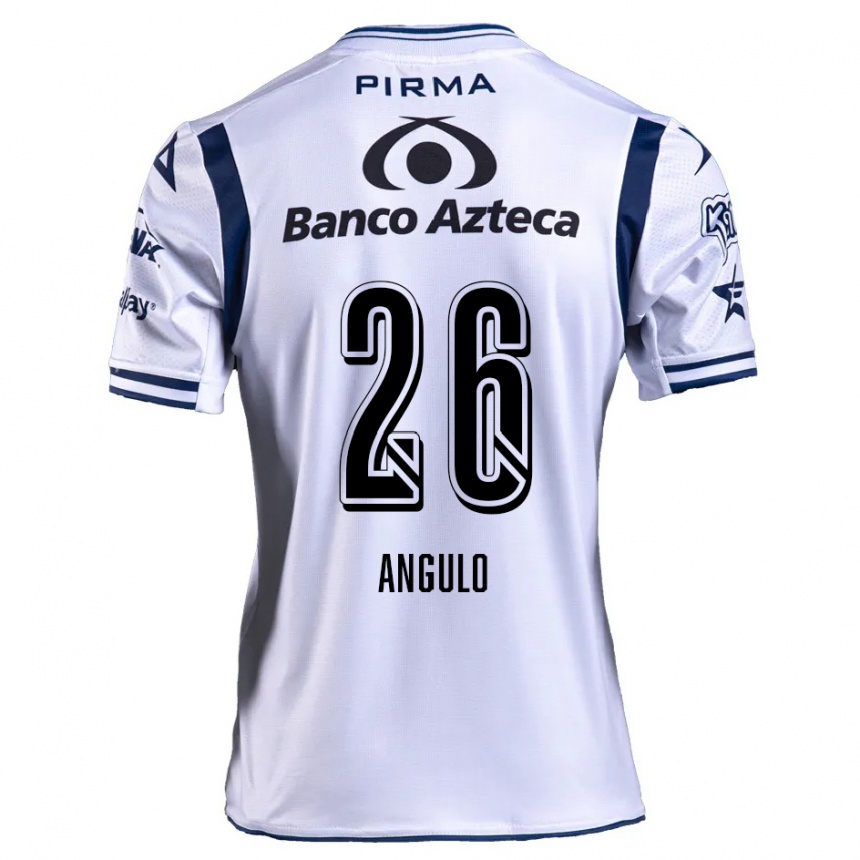 Kids Football Brayan Angulo #26 White Navy Blue Home Jersey 2024/25 T-Shirt