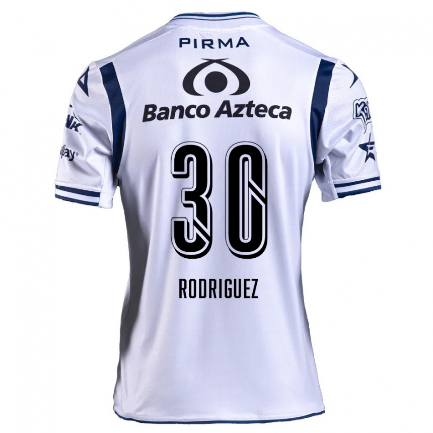 Kids Football Jesús Rodríguez #30 White Navy Blue Home Jersey 2024/25 T-Shirt