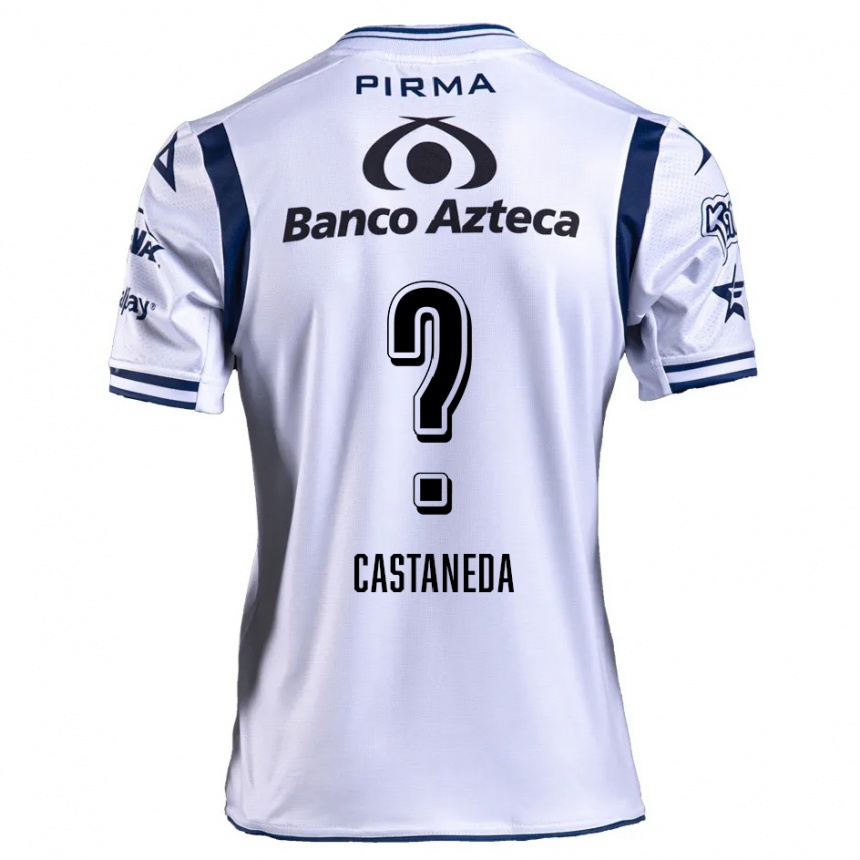 Kids Football Christian Castañeda #0 White Navy Blue Home Jersey 2024/25 T-Shirt