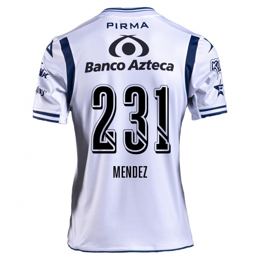 Kids Football Alejandro Méndez #231 White Navy Blue Home Jersey 2024/25 T-Shirt