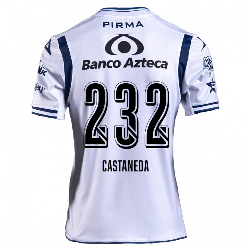 Kids Football Ángel Castañeda #232 White Navy Blue Home Jersey 2024/25 T-Shirt