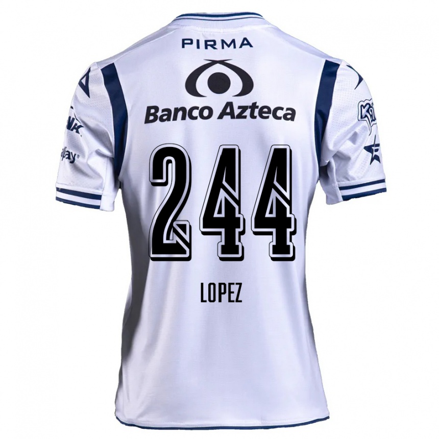 Kids Football Daniel López #244 White Navy Blue Home Jersey 2024/25 T-Shirt