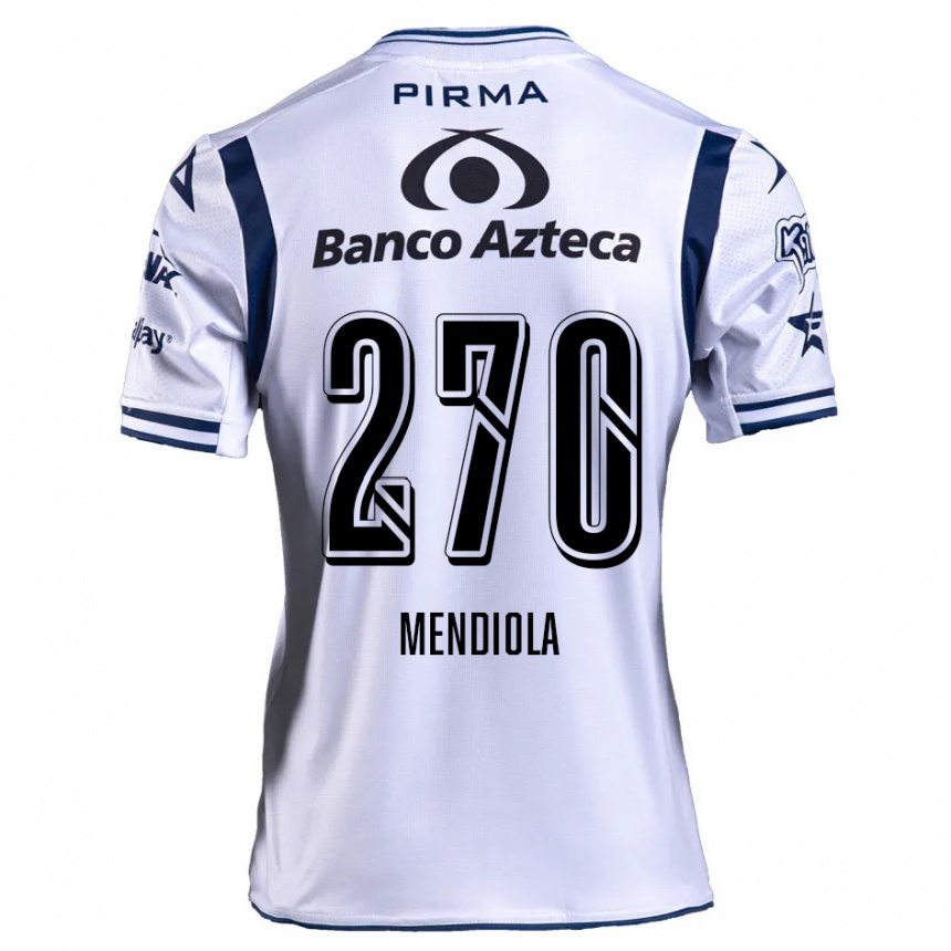 Kids Football Carlos Mendiola #270 White Navy Blue Home Jersey 2024/25 T-Shirt