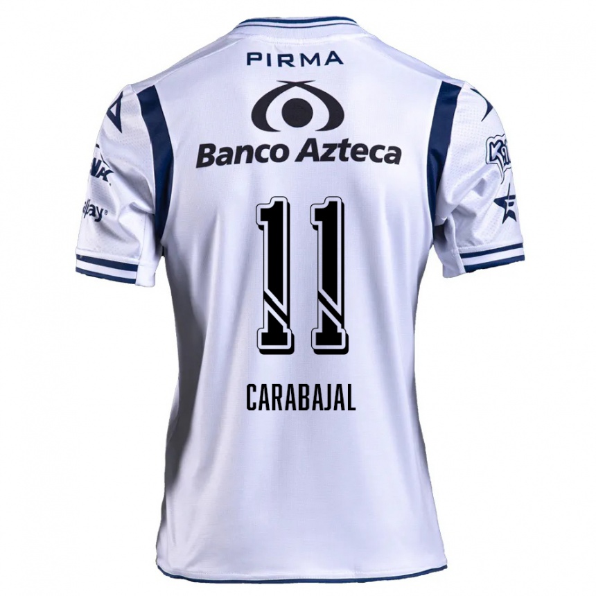 Kids Football Gabriel Carabajal #11 White Navy Blue Home Jersey 2024/25 T-Shirt