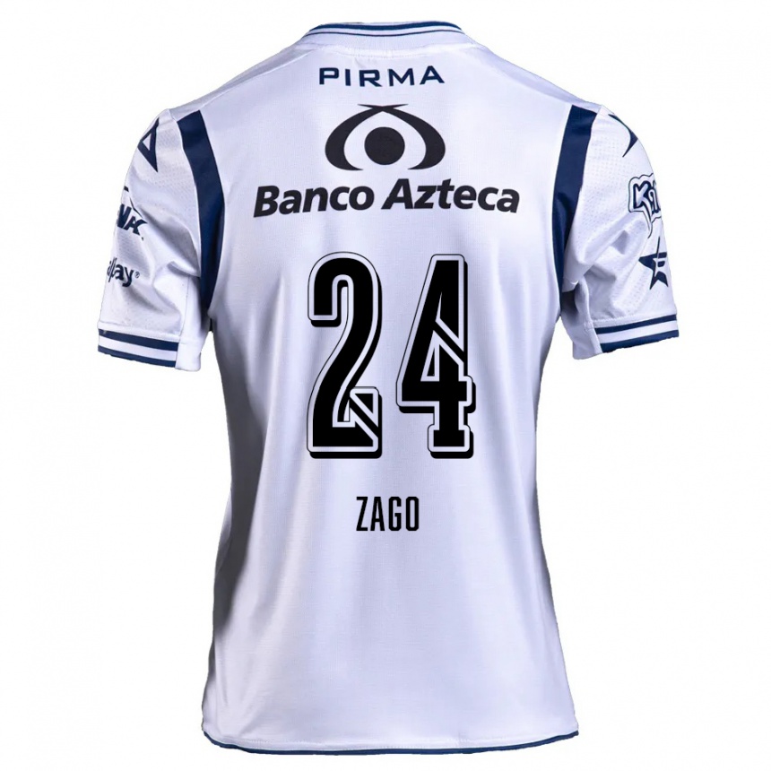 Kids Football Diego Zago #24 White Navy Blue Home Jersey 2024/25 T-Shirt