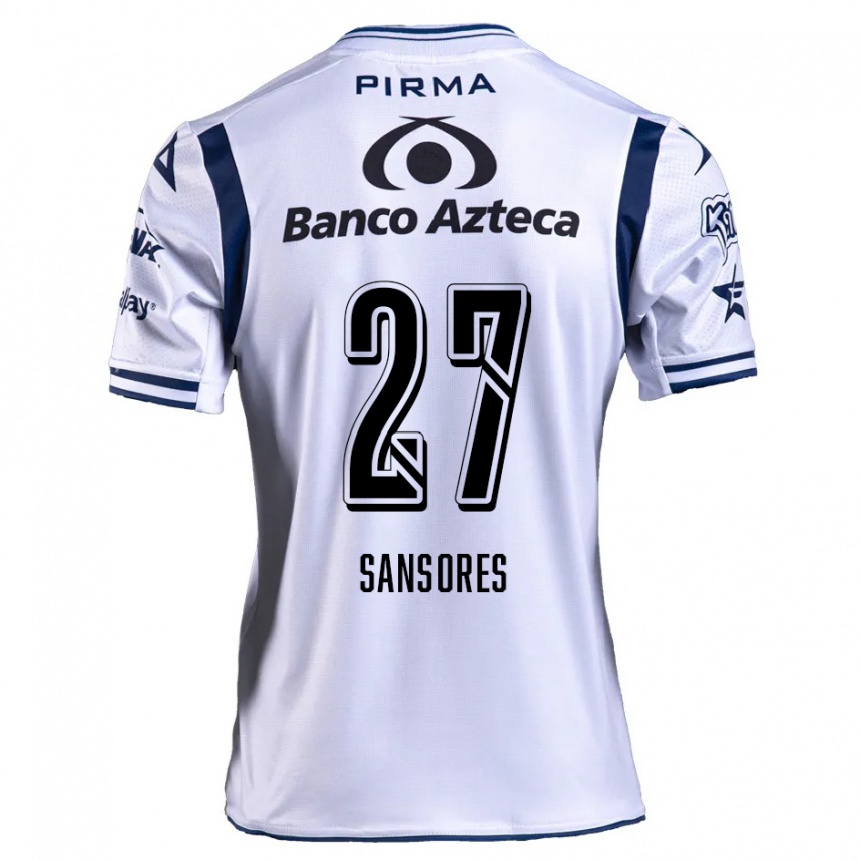 Kids Football Miguel Sansores #27 White Navy Blue Home Jersey 2024/25 T-Shirt