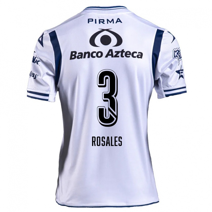 Kids Football Fátima Rosales #3 White Navy Blue Home Jersey 2024/25 T-Shirt