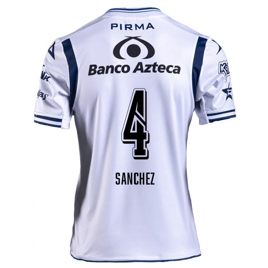 Kids Football Liliana Sánchez #4 White Navy Blue Home Jersey 2024/25 T-Shirt