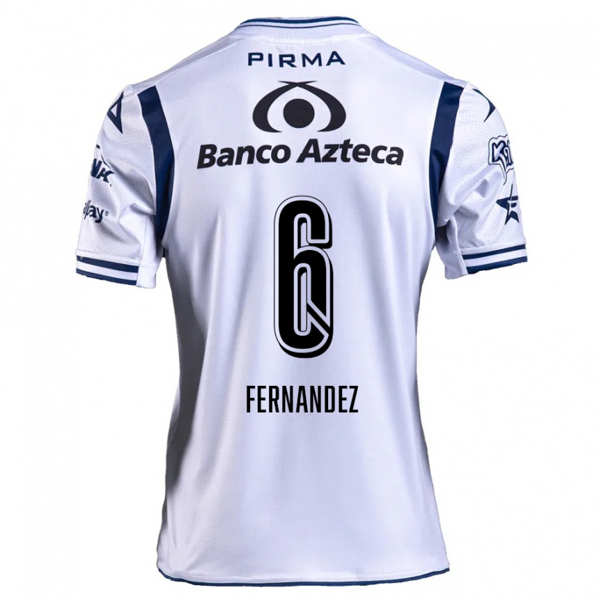 Kids Football Liliana Fernández #6 White Navy Blue Home Jersey 2024/25 T-Shirt