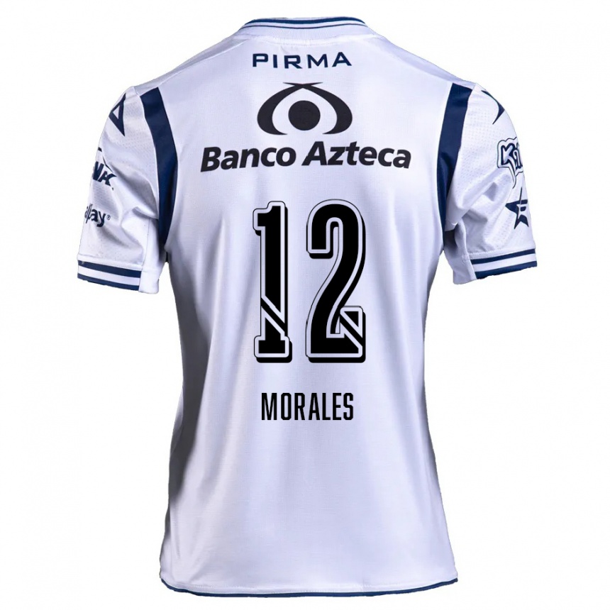 Kids Football Karla Morales #12 White Navy Blue Home Jersey 2024/25 T-Shirt