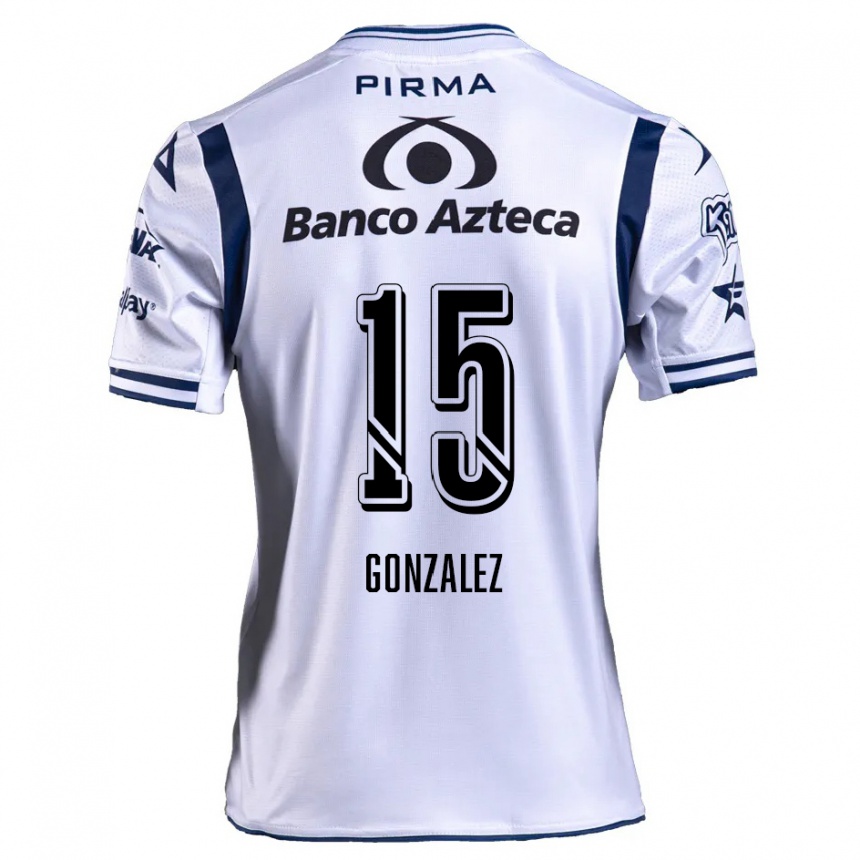 Kids Football Jaqueline González #15 White Navy Blue Home Jersey 2024/25 T-Shirt