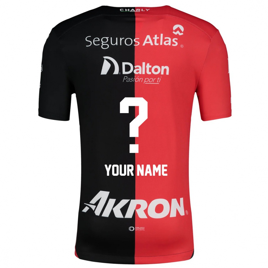 Kids Football Your Name #0 Red Black Home Jersey 2024/25 T-Shirt