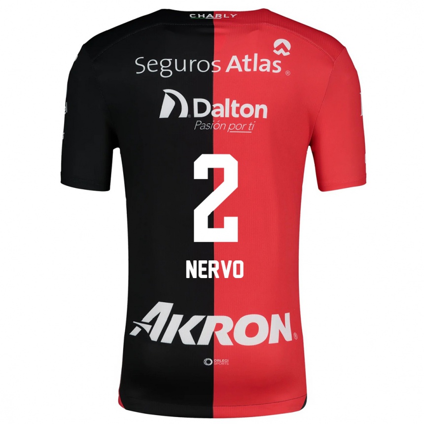 Kids Football Hugo Nervo #2 Red Black Home Jersey 2024/25 T-Shirt