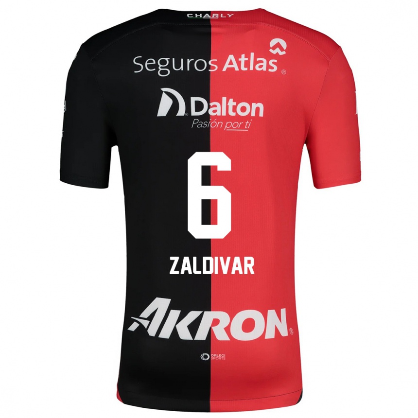 Kids Football Édgar Zaldívar #6 Red Black Home Jersey 2024/25 T-Shirt