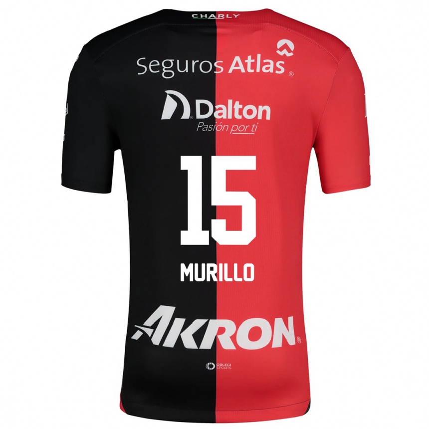 Kids Football Jhon Murillo #15 Red Black Home Jersey 2024/25 T-Shirt