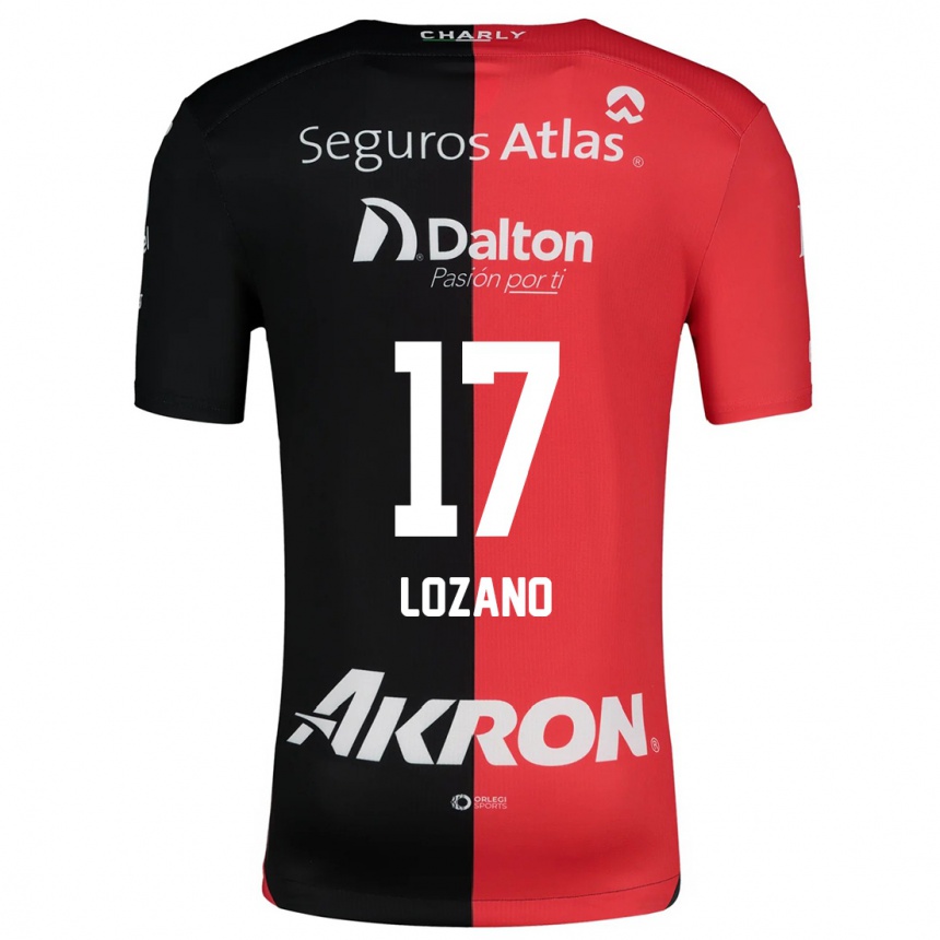 Kids Football José Lozano #17 Red Black Home Jersey 2024/25 T-Shirt