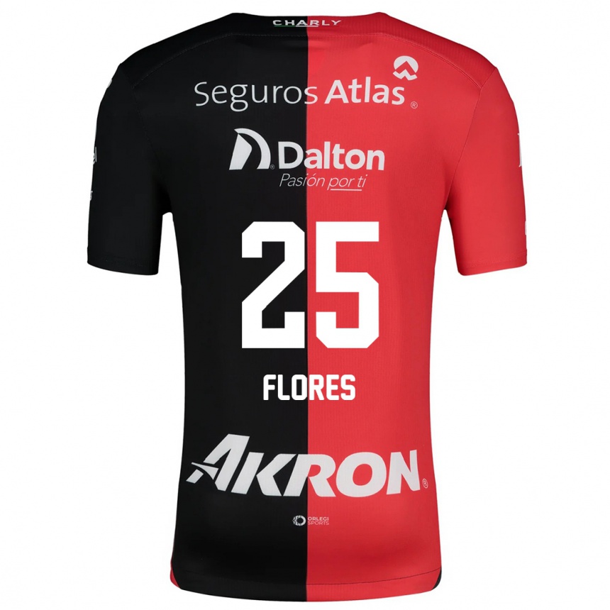 Kids Football Leonardo Flores #25 Red Black Home Jersey 2024/25 T-Shirt