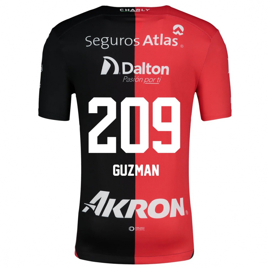 Kids Football Jorge Guzmán #209 Red Black Home Jersey 2024/25 T-Shirt