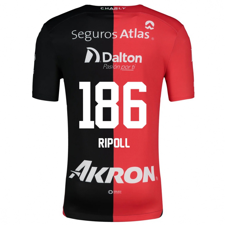 Kids Football Alonso Ripoll #186 Red Black Home Jersey 2024/25 T-Shirt