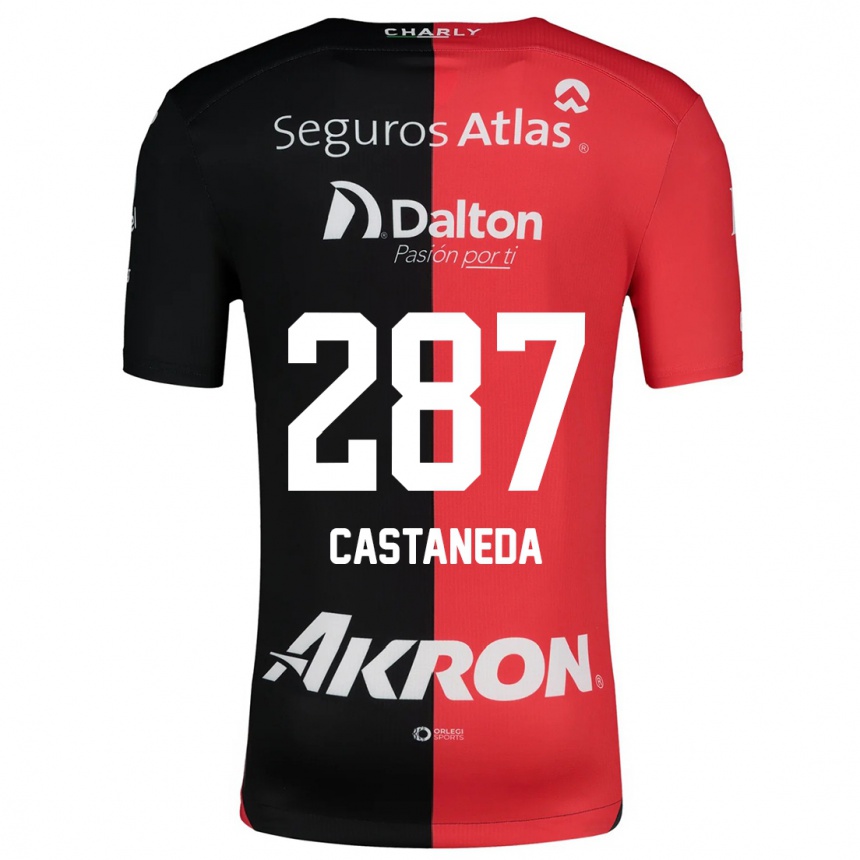 Kids Football Mariano Castañeda #287 Red Black Home Jersey 2024/25 T-Shirt