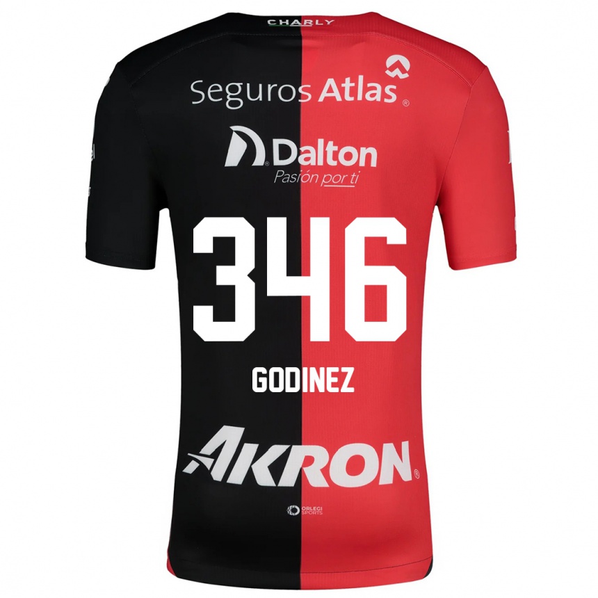 Kids Football Olmo Godínez #346 Red Black Home Jersey 2024/25 T-Shirt