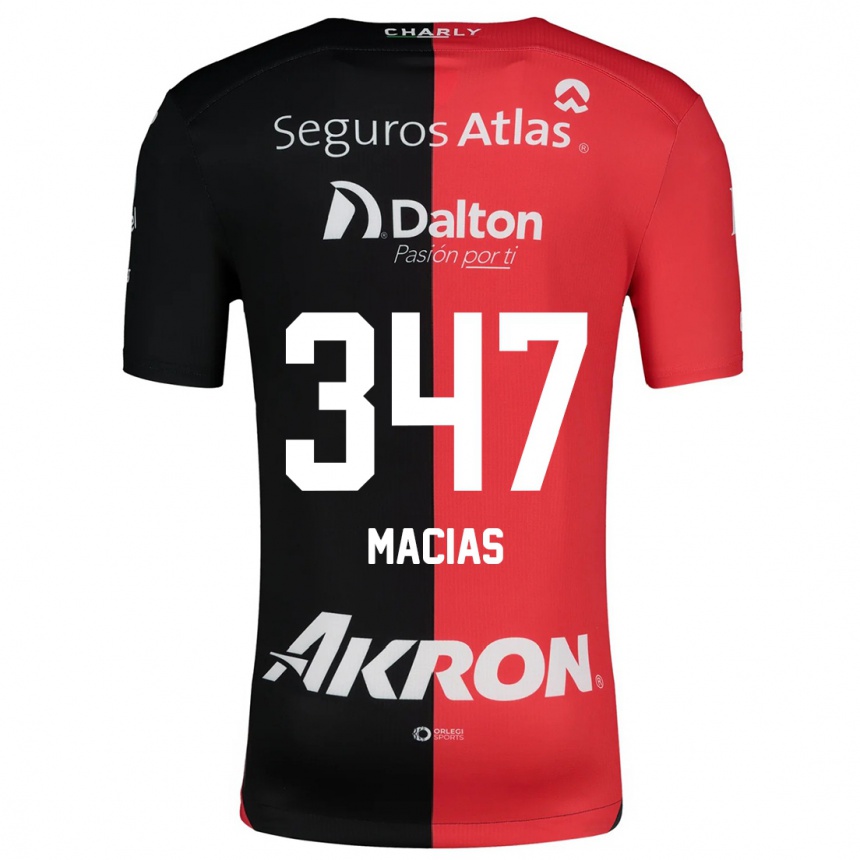 Kids Football Ángel Macías #347 Red Black Home Jersey 2024/25 T-Shirt