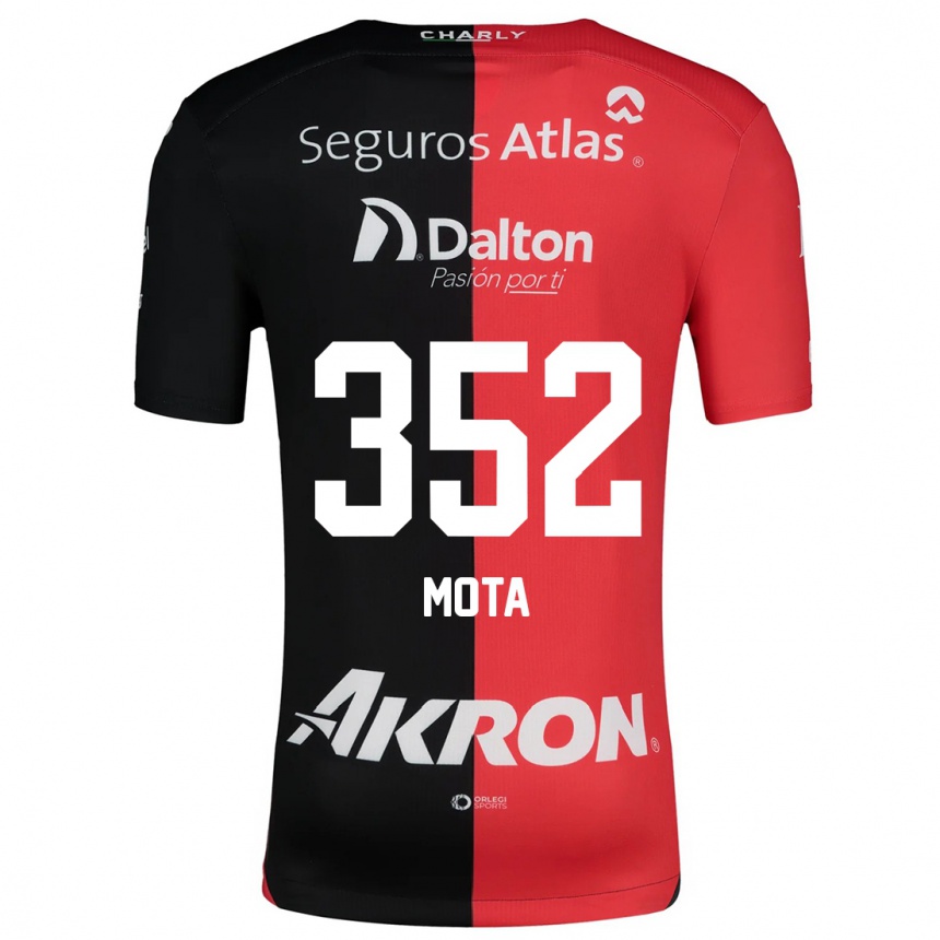 Kids Football Noé Mota #352 Red Black Home Jersey 2024/25 T-Shirt