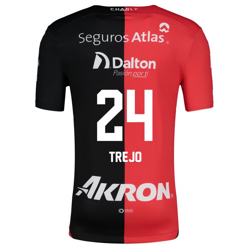 Kids Football Christopher Trejo #24 Red Black Home Jersey 2024/25 T-Shirt