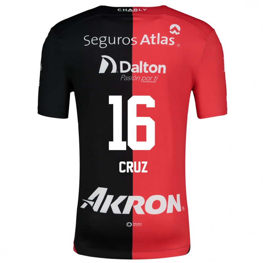 Kids Football Daniela Cruz #16 Red Black Home Jersey 2024/25 T-Shirt