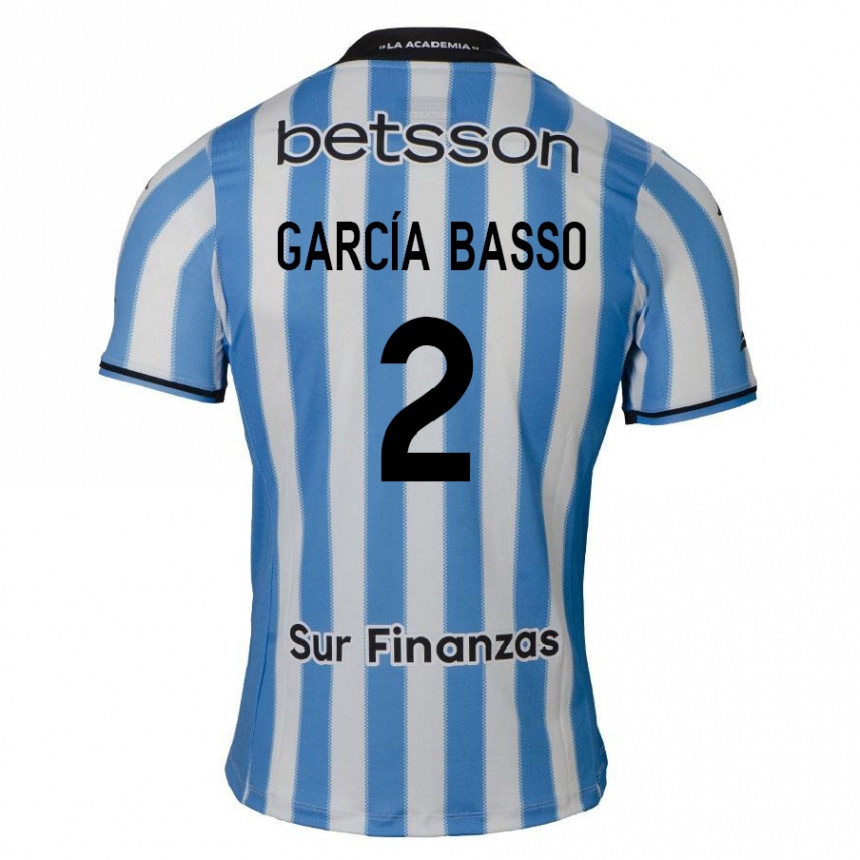 Kids Football Agustín García Basso #2 Blue White Black Home Jersey 2024/25 T-Shirt