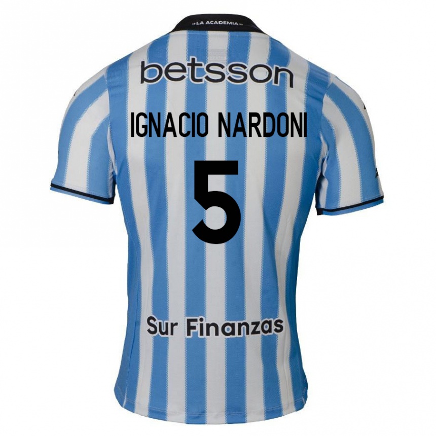 Kids Football Juan Ignacio Nardoni #5 Blue White Black Home Jersey 2024/25 T-Shirt