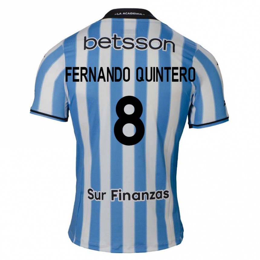 Kids Football Juan Fernando Quintero #8 Blue White Black Home Jersey 2024/25 T-Shirt